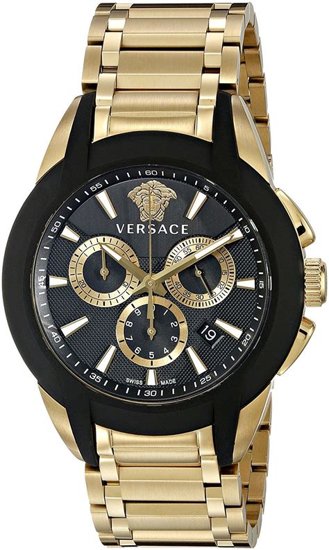 versace gold tone analogue watch|black and gold versace watch.